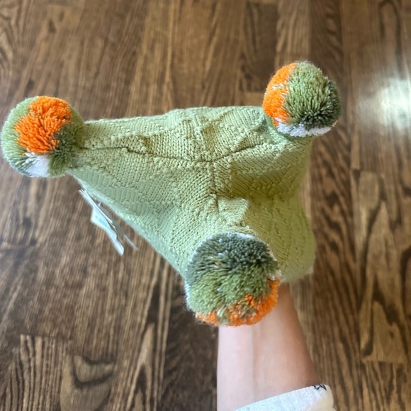 Baby Fleece Lined Knit Ear Flap Pom Pom Winter Hat Sage Green - Picture 2 of 4